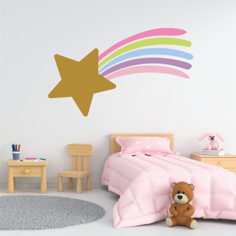 Muursticker vallende ster unicorn stijl kinderkamer meisjes