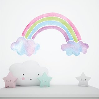 Muursticker regenboog en wolkjes unicorn stijl kinderkamer meisjes