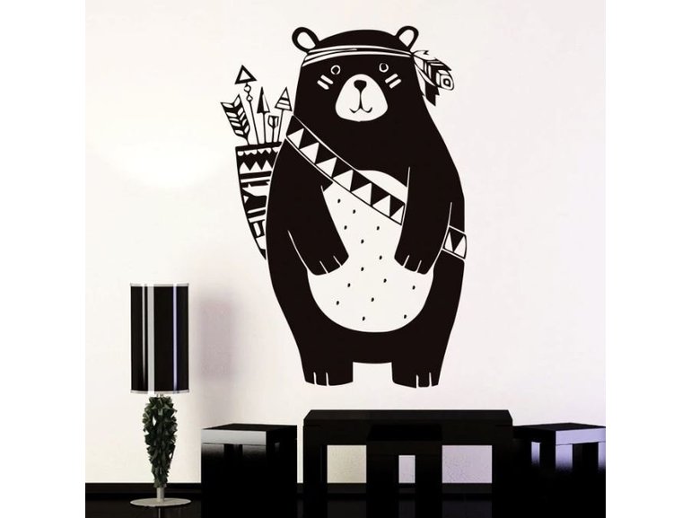 Muursticker beer nordic indianen stijl kinderkamer