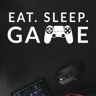 Muursticker gamer eat sleep game controller kinderkamer jongen