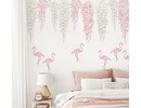 Muursticker bloemen wisteria en flamingo XL roze en wit