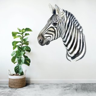 Muursticker zebra kop Afrika Muursticker zebra kop Afrika