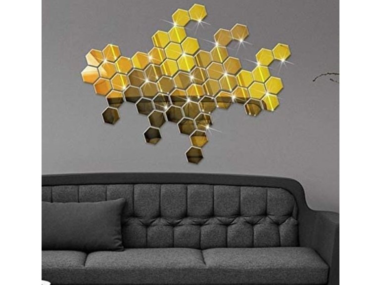 blad Het strand Heup Spiegel hexagon vorm decoratie acryl muursticker (goud) kopen? Bestel online  bij Stickerkamer - Stickerkamer