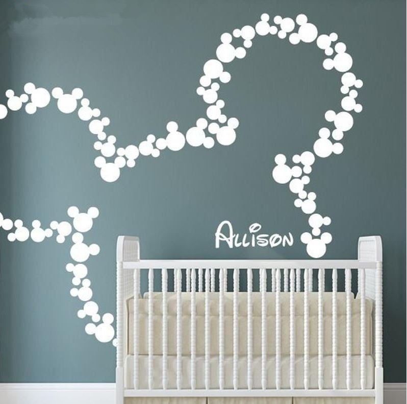 Muursticker mickey mouse oren print / patroon + naam