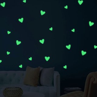 Muursticker hartjes glow in the dark babykamer - kinderkamer 25 stuks Muursticker hartjes glow in the dark babykamer - kinderkamer 25 stuks