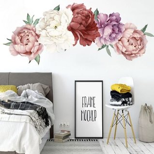 Muursticker pioenroos bloemen wanddecoratie Muursticker pioenroos bloemen wanddecoratie