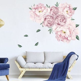 Muursticker pioenroos bloemen roze babykamer Muursticker pioenroos bloemen roze babykamer