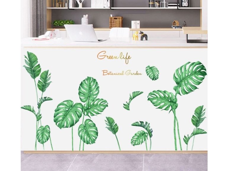 Muursticker decoratieve jungle palmbladen groen