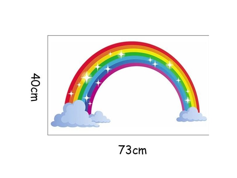 Muursticker regenboog en wolken kinderkamer