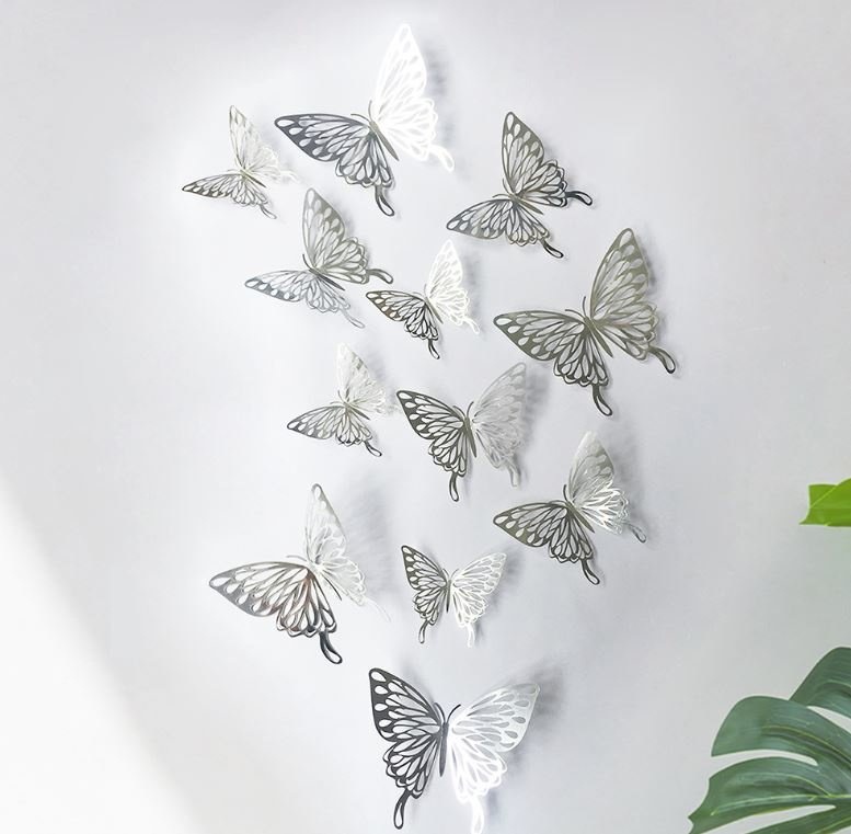 stuks zilveren vlinders muurdecoratie (5) kopen? online bij Stickerkamer -