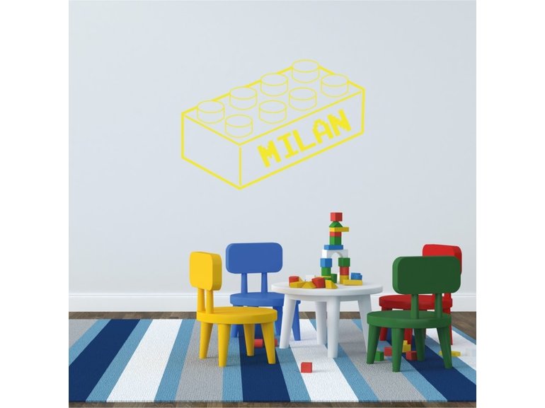 Muursticker lego steen naamsticker kinderkamer