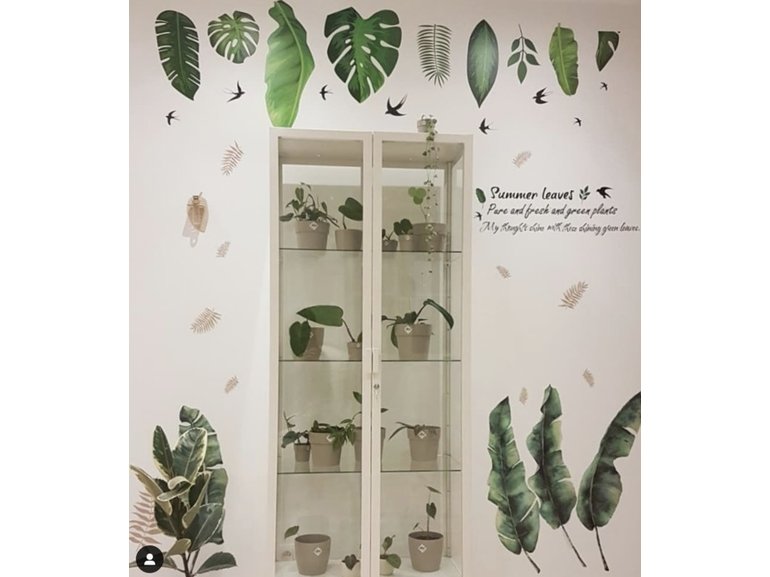 Muursticker bladeren decoratieve groene palmbladen XL