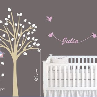 Muursticker design boom met naam + 10 cm stamverlenging