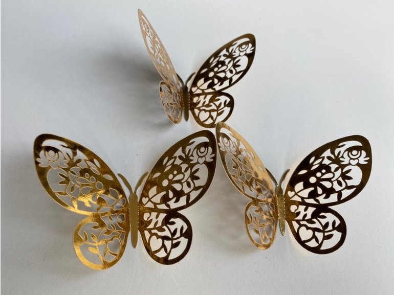 12 stuks gouden 3d vlinders muurdecoratie (6) 12 stuks gouden 3d vlinders muurdecoratie (6)