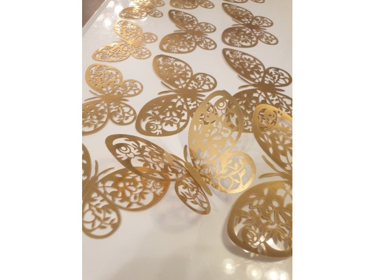 12 stuks gouden 3d vlinders muurdecoratie (6) 12 stuks gouden 3d vlinders muurdecoratie (6)