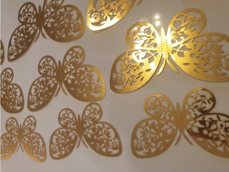 12 stuks gouden 3d vlinders muurdecoratie (6) 12 stuks gouden 3d vlinders muurdecoratie (6)