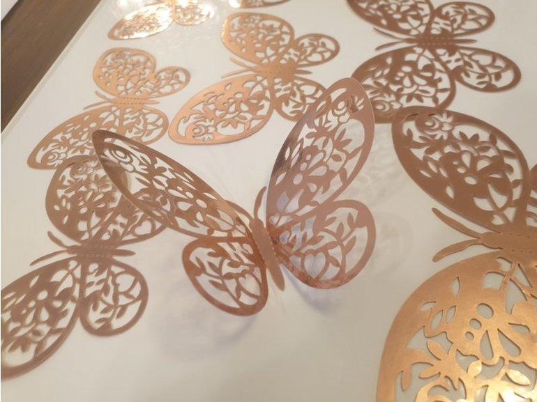 12 stuks rosé gouden 3d vlinders muurdecoratie (6)