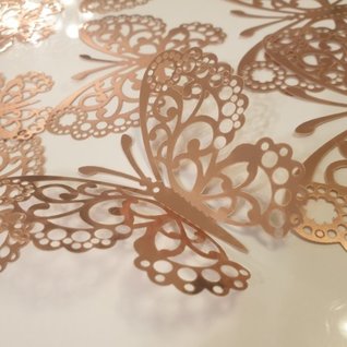 12 stuks rosé gouden 3d vlinders muurdecoratie (7)