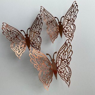 12 stuks rosé gouden 3d vlinders muurdecoratie (8) 12 stuks rosé gouden 3d vlinders muurdecoratie (8)