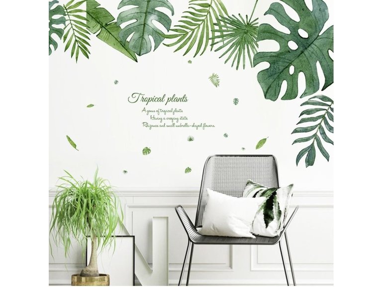 Muursticker jungle decoratieve palmbladen groen