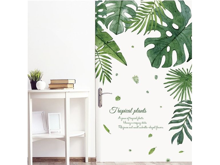 Muursticker jungle decoratieve palmbladen groen