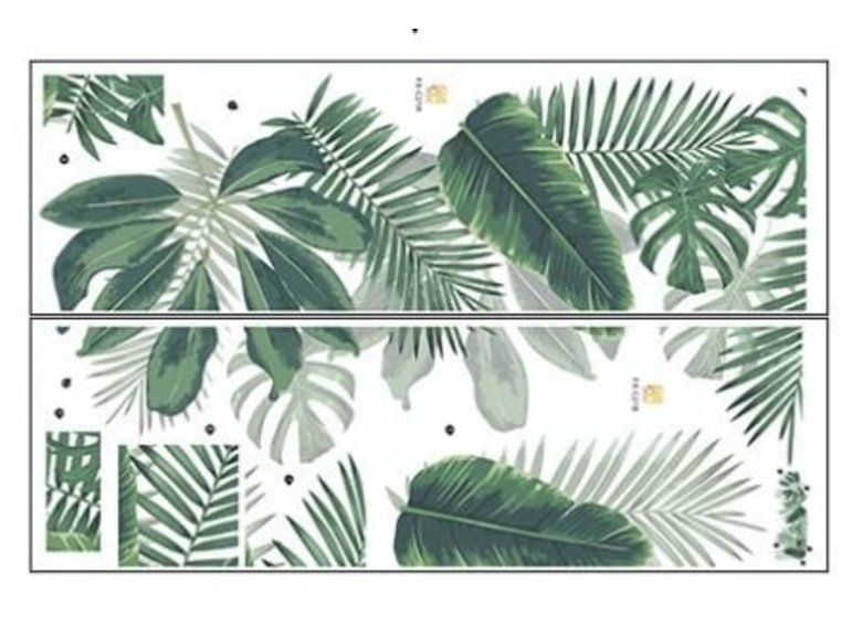 Muursticker tropisch groene palmbladen botanisch strook stickers