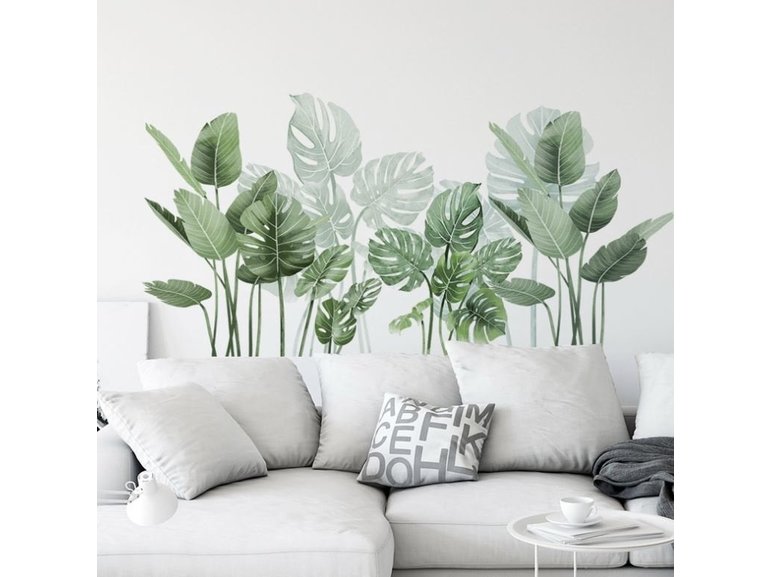 Muursticker tropisch decoratieve groene palmbladen stickers