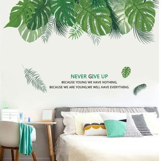 Muursticker tropisch decoratieve groene palmbladen strook stickers Muursticker tropisch decoratieve groene palmbladen strook stickers