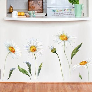 Muursticker bloemen madelief wanddecoratie - daisy flower