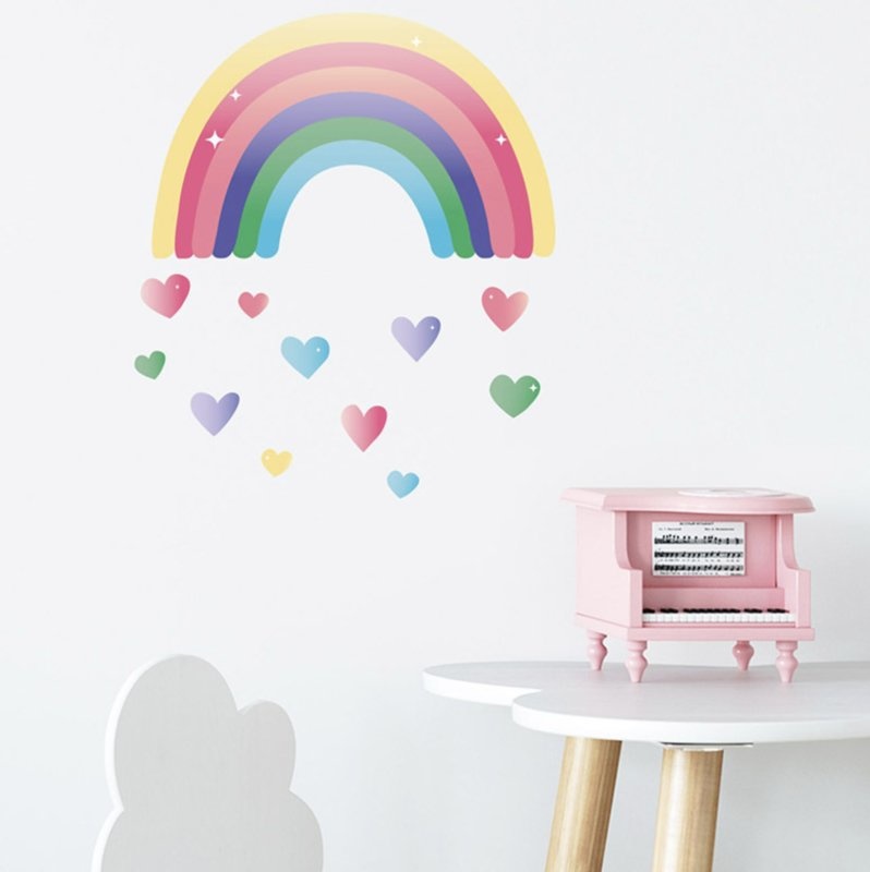 Muursticker regenboog met hartjes kinderkamer