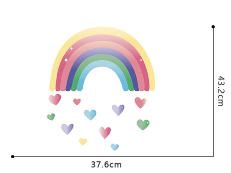 Muursticker regenboog met hartjes kinderkamer