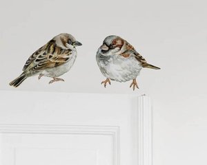 Muursticker vogels op tak huismussen