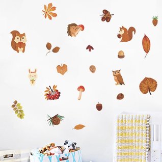 Muursticker herfst thema eekhoorn - kinderkamer Muursticker herfst thema eekhoorn - kinderkamer