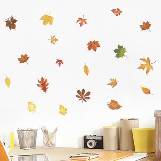 Muursticker blaadjes herfst bruin Muursticker blaadjes herfst bruin