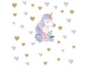 Muursticker unicorn - eenhoorn en hartjes meisjeskamer / babykamer