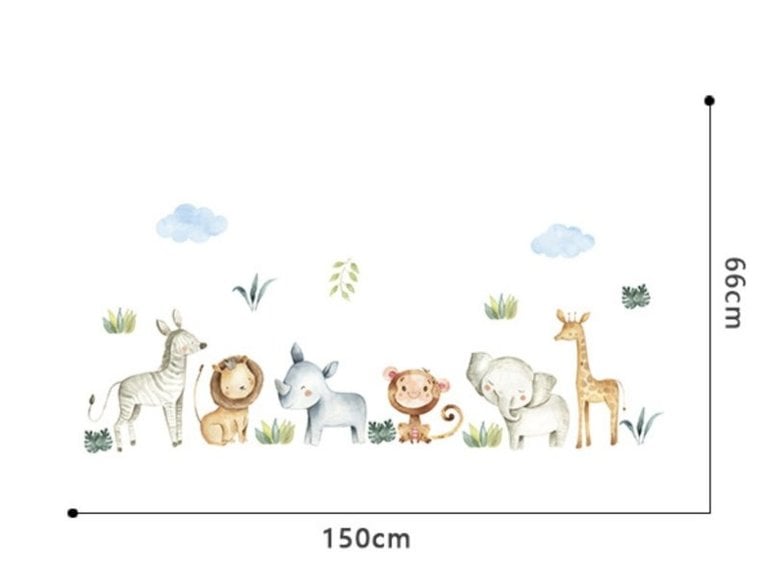 Muursticker jungle dieren / beesten kinderkamer