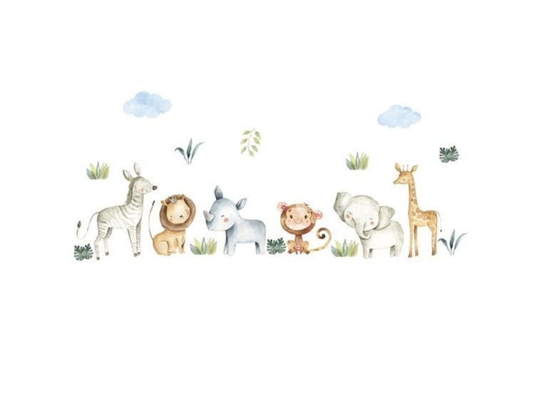 Muursticker jungle dieren / beesten kinderkamer