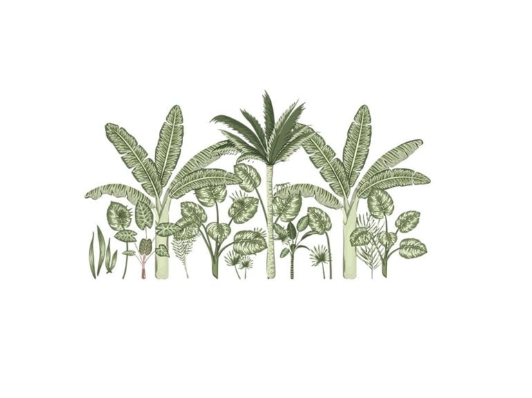 Muursticker bladeren tropisch decoratieve groene planten stickers