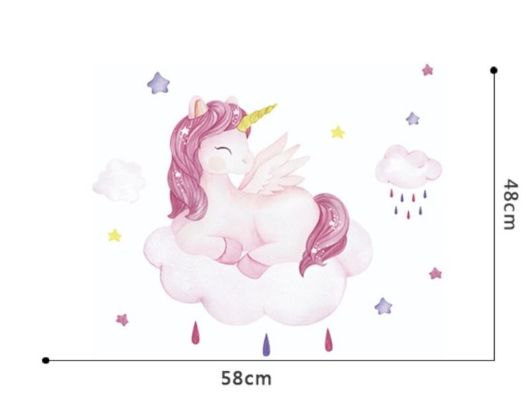 Muursticker unicorn op wolk kinderkamer