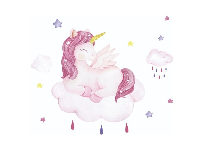 Muursticker unicorn op wolk kinderkamer