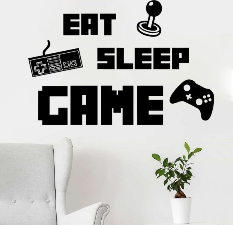 Muursticker gamer eat sleep game kinderkamer jongen