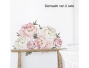 Muursticker pioen rozen / bloemen roze - wit kinderkamer