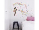 Muursticker ballerina meisje bloemen kinderkamer