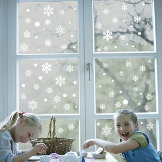 Raamsticker 52 witte sneeuwvlokken statisch hechtend Raamsticker 52 witte sneeuwvlokken statisch hechtend
