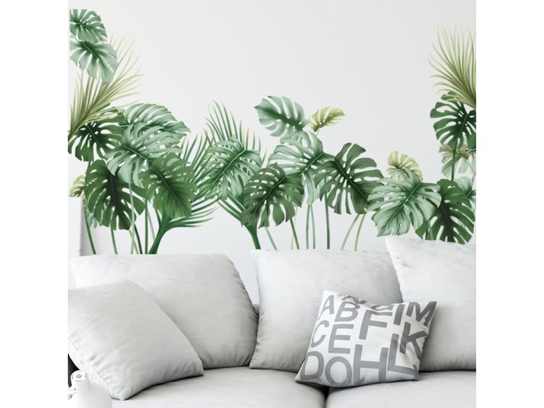 Muursticker tropische jungle bladeren palm