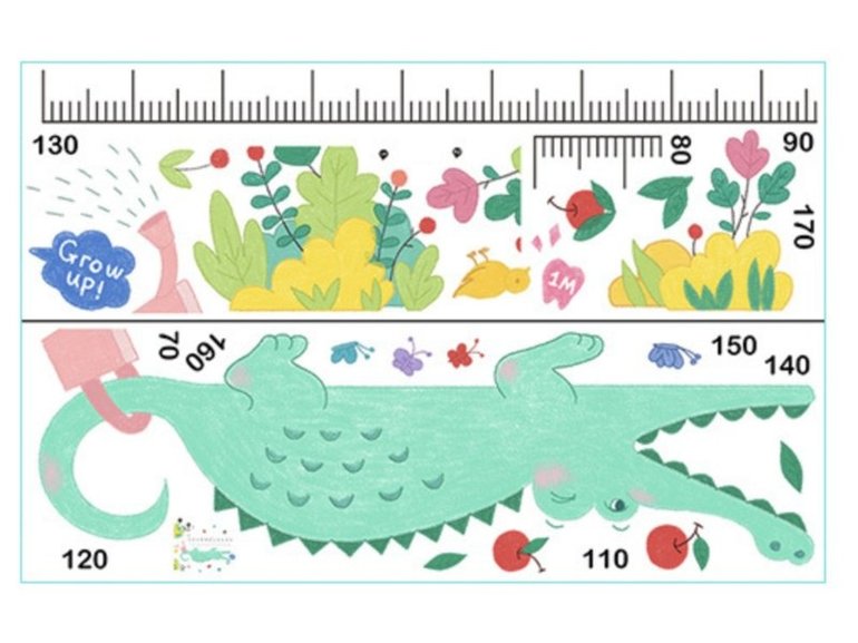 Muursticker krokodil groeimeter - hoogtemeter kinderkamer