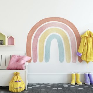 Muursticker regenboog pastel kleuren kinderkamer