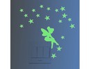 Muursticker fee en sterren glow in the dark kinderkamer - prinses met sterren mini sticker