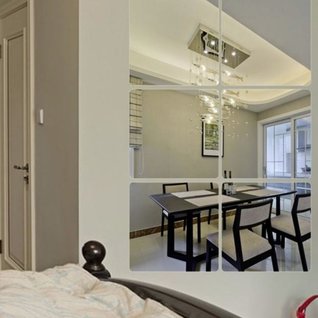 Spiegel vierkant met ronde hoeken decoratie acryl muursticker 28cm x 28cm