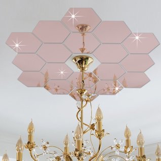 Spiegel rosé gouden hexagon decoratie acryl wanddecoratie 